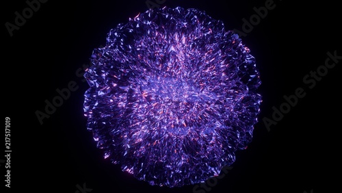 Abstract purple crystal sphere mesh isolated on black background