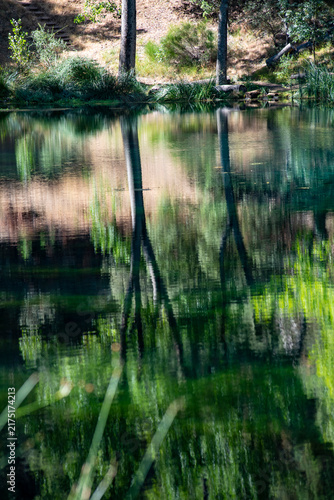 waterfalls, lakes and reflections in the crystal clear water at Arroyo Frio
