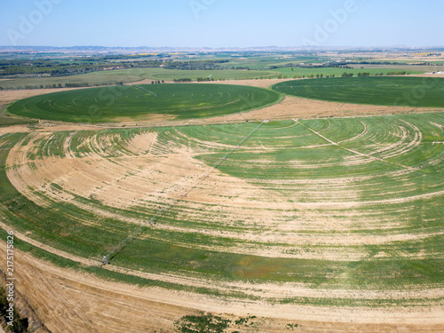 фотографія Aerial View of Circular Irrigated Agricultural Field Near Curbe, Huesca, Spain