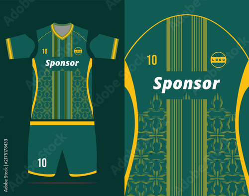 Plakat Green Sports Jersey Template with Patterned Design
