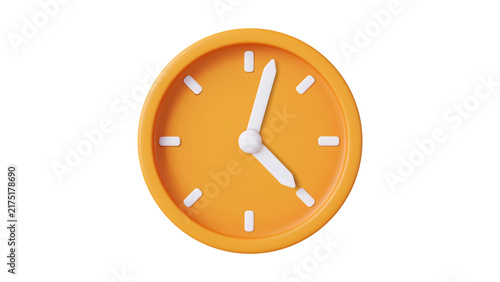 Foto 3D Rendered Isolated Orange Wall Clock Graphic Representing Time Management Conc