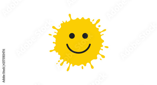 Yellow Splatter Smiley Face Icon Isolated