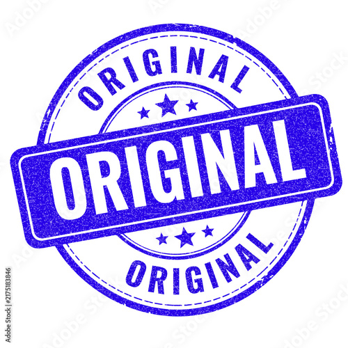 Blue original rubber stamp icon with stars design for authentic product authentication and quality assurance business branding and verification graphic label