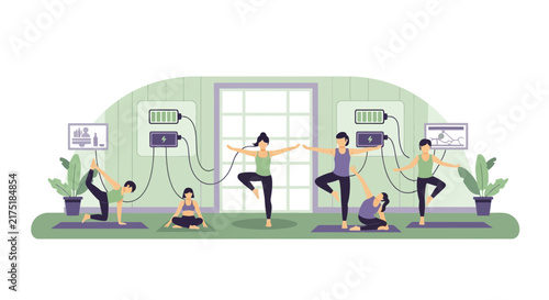 Yoga Practice for Energy Recharge Vector Illustration