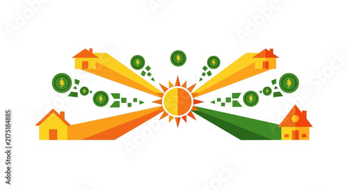 Solar Energy Distribution Network Illustration