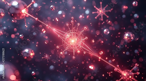 Abstract Digital Artwork of Glowing Geometric Shapes in Space.