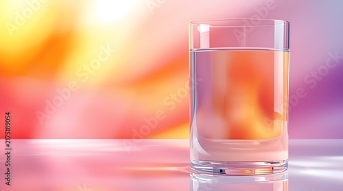 Glass of Pure Water with Colorful Background.