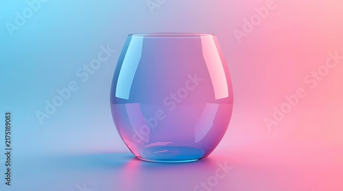 Elegant Empty Glass with Colorful Neon Lighting.