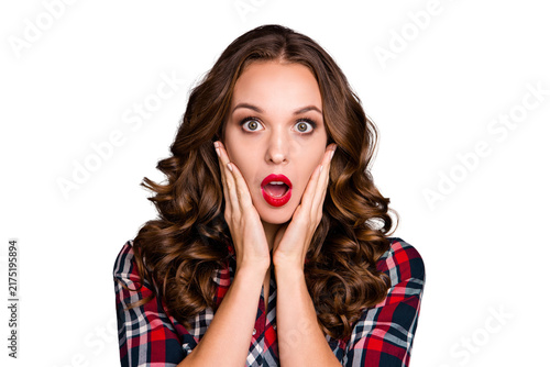 Quadro su tela Close-up portrait of nice cute attractive charming glamorous winsome confused pu