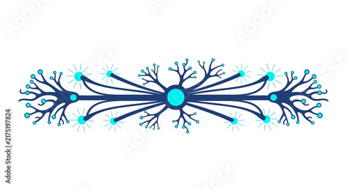Abstract Neural Network Illustration of Branching Data Nodes and Biological Synapses