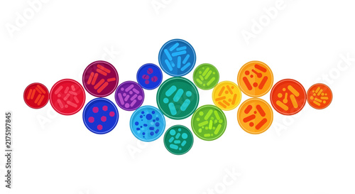 Colorful Petri Dish Bacteria Culture Vector Illustration