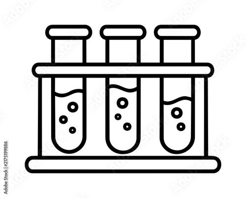 Filled Test Tube Rack Icon with Liquid Sample for Laboratory and Science Design