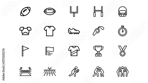 Collection of various sports icons and symbols isolated on transparent background