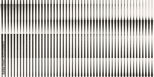 Vertical black lines on white background forming wave-like interference pattern. Abstract visualization of oscillation, amplitude, and modulation. vector eps 10