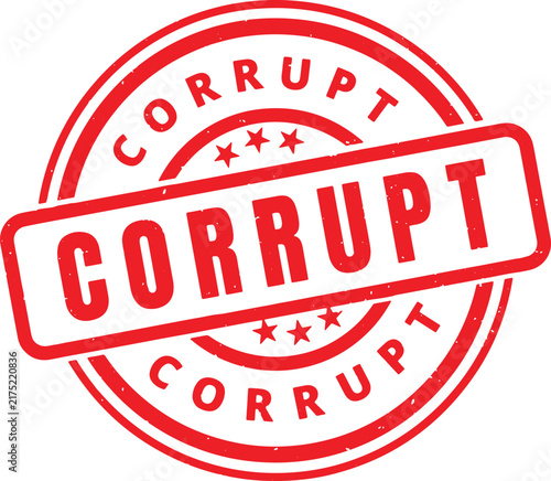 Картината върху платно CORRUPT red rubber stamp text