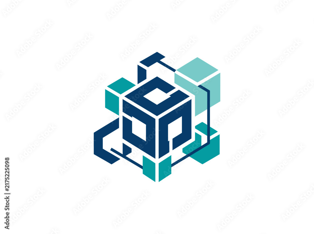 Naklejka premium Abstract Geometric Cube Structure Network Technology Concept