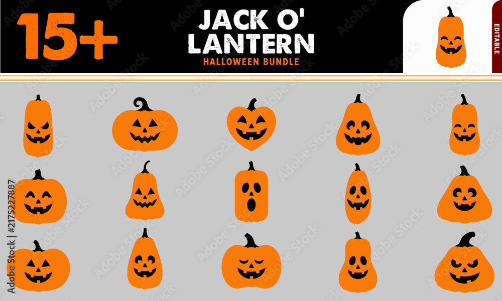 Fototapeta premium A collection of fifteen different witch hat illustrations featuring orange and black colors for festive halloween graphic design projects