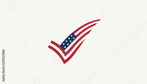 United States flag styled into a modern checkmark icon symbolizing patriotism, democracy, voting, and national elections.