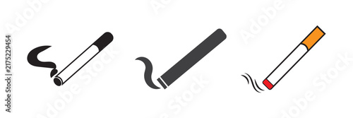 smoking icon solid style. Cigarette for smoke area ban logo. tobacco and cigar is allowed zone warning. Editable stroke. Vector illustration. design on white background. EPS 10.