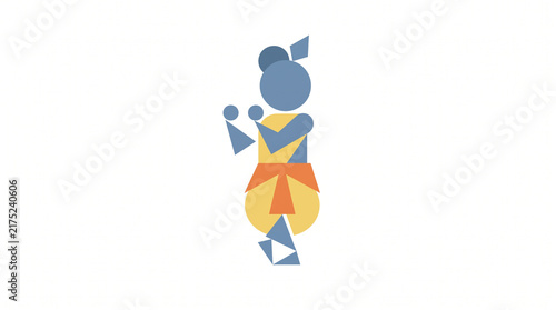 Minimalist Geometric Baby Krishna Dancing Illustration for Janmashtami