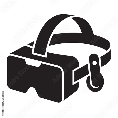 Virtual Reality Headset Black Icon Isolated on White Background