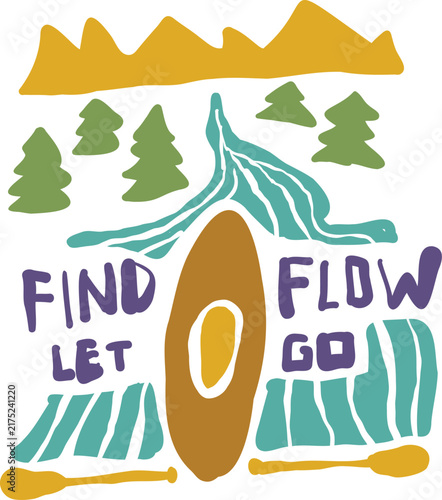 Canoe Outdoor Adventure Naive Hand-drawn illustration