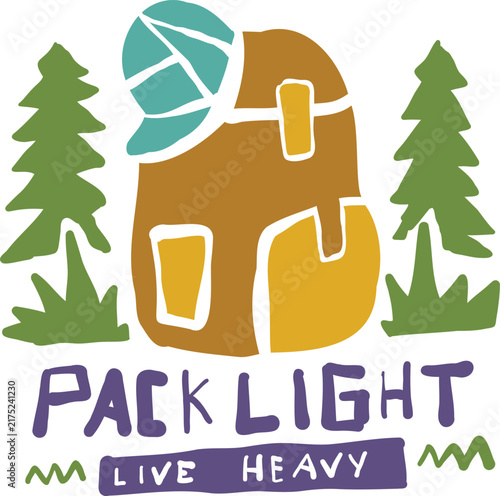Outdoor Adventure Backpack Naive Hand-drawn Illustration