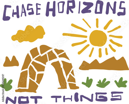 Desert Scenery Naive Hand-drawn illustration