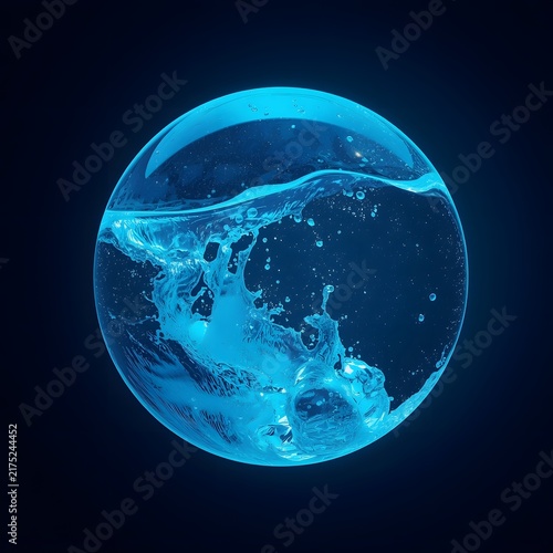 Premium Neon Water Sphere with Liquid Glow
