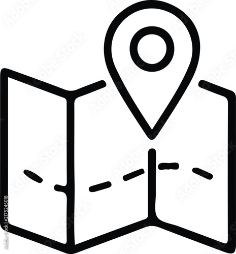 Map Location Icon Vector Line Art Navigation Pin Pointer Symbol