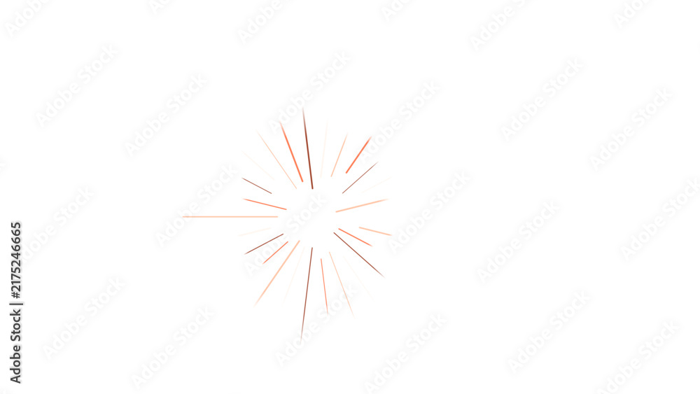 Obraz premium Radial burst of thin orange and white lines emanating from a central point against a black background, digital starburst