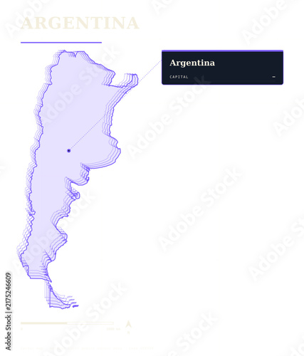 Argentina Map Outline Vector Infographic Presentation Element