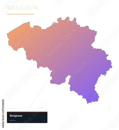 Belgium map with capital city location modern gradient vector
