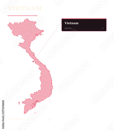 Vietnam Map Vector Illustration Flat Design Capital City Location
