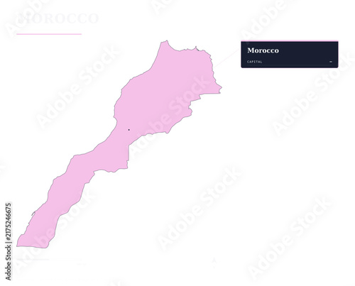 Morocco map outline with capital city location and text vector
