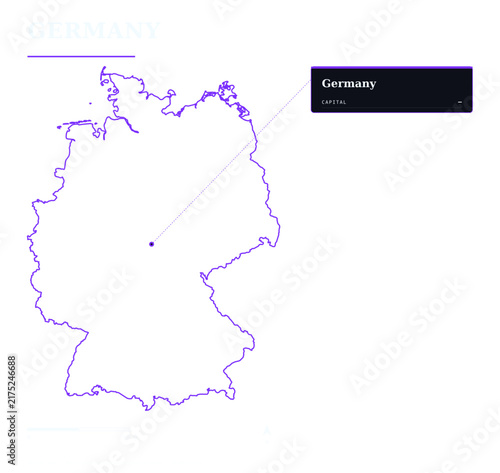 Germany outline map vector illustration capital city location marker