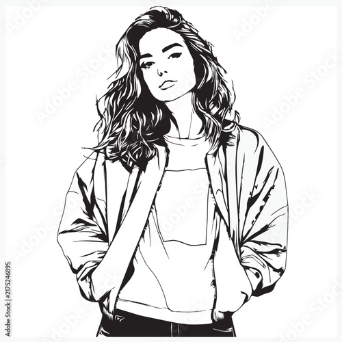 fashion model with long hair