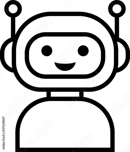 cute ai robot character vector outline