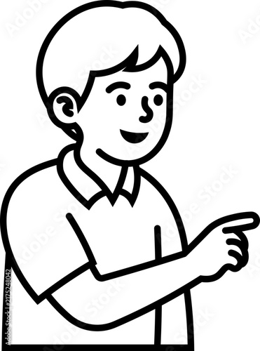 student boy pointing finger illustration vector outline