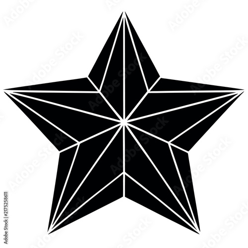 A star composed of sharp angular polygons giving  
