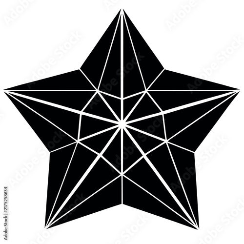 A star composed of sharp angular polygons giving  