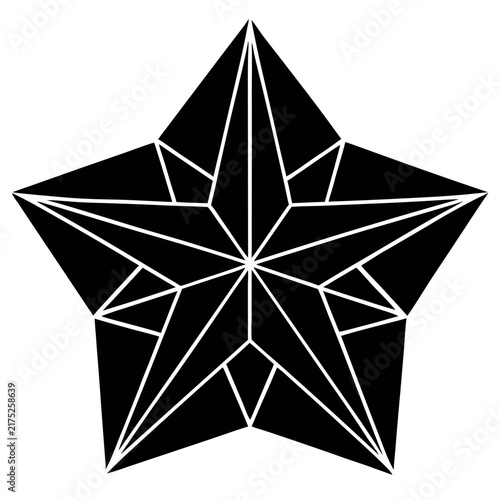 A star composed of sharp angular polygons giving  