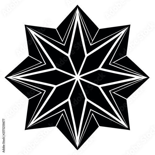 A star composed of sharp angular polygons giving  