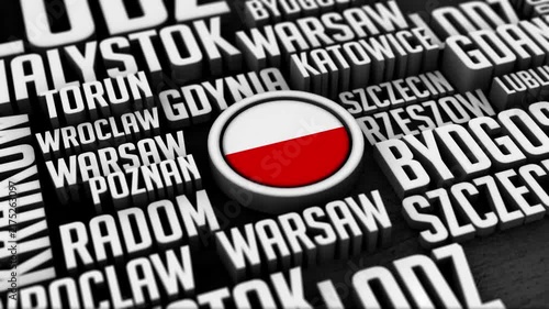 Poland Cities Word Cloud Typography Animation