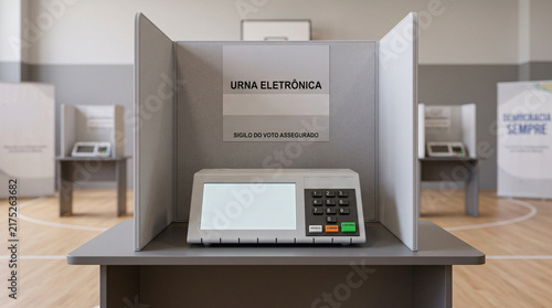 Electronic voting machine in a booth
