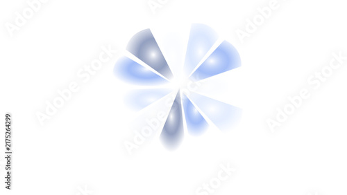 Abstract blue flower shape composed of multiple overlapping petals with gradients, isolated on a white background for