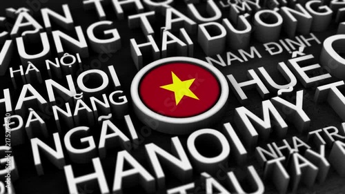 Vietnam Cities Word Cloud Typography Animation