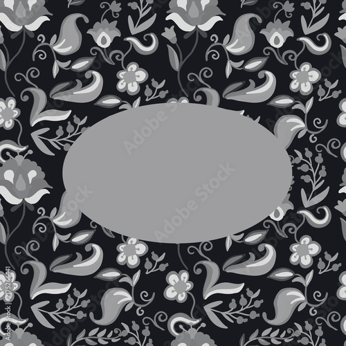 Canvas Print Hand drawn floral ornament in folk style
