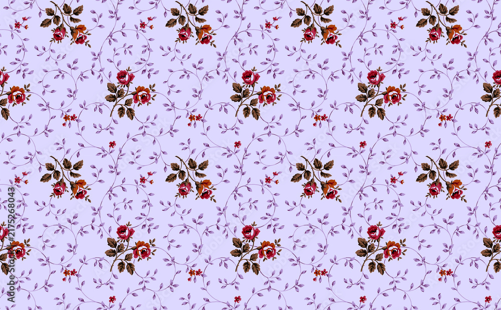 seamless pattern with flowers and leaves