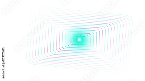 Abstract multicolored rectangular tunnel effect with concentric lines creating a deep perspective on a plain black background